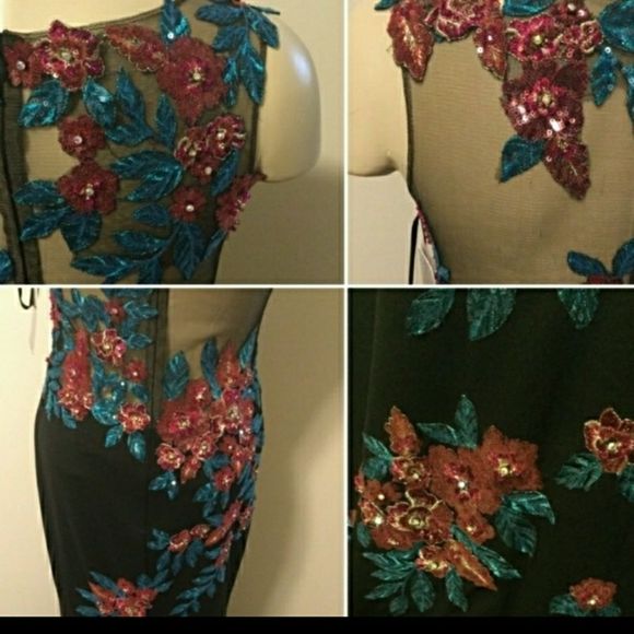 Jovani Multi Floral Fitted Long Gown - Picture 6 of 7